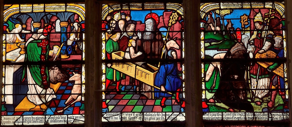 Eglise Saint-Nizier de Troyes, Vie de saint Gilles (détail du registre supérieur), 1520