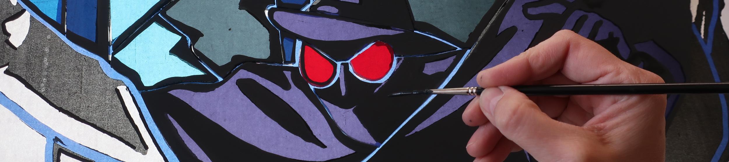 Vitrail de Blake et Mortimer en cours de réalisation Vitrail de Blake et Mortimer en cours de réalisation