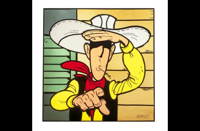 Lucky luke pointant du doigt