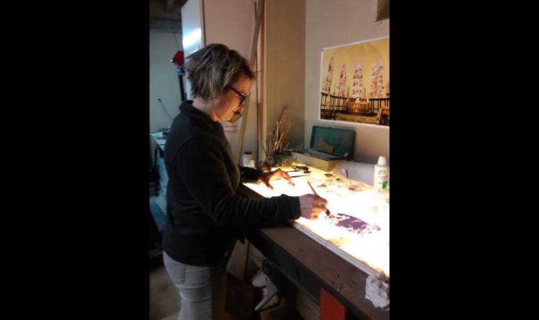 Cécile Boël dans son atelier