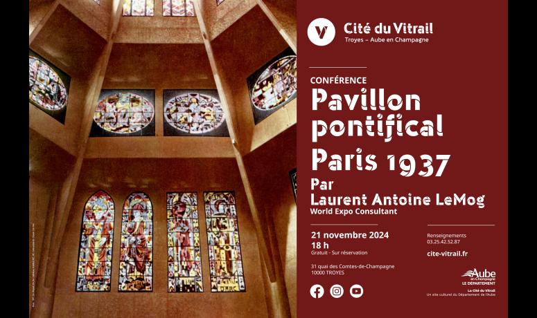 Affiche conférence Pavillon Pontifical - Paris 1937
