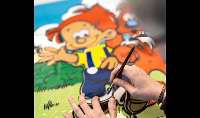 Vitrail de Boule & Bill en cours de réalisation